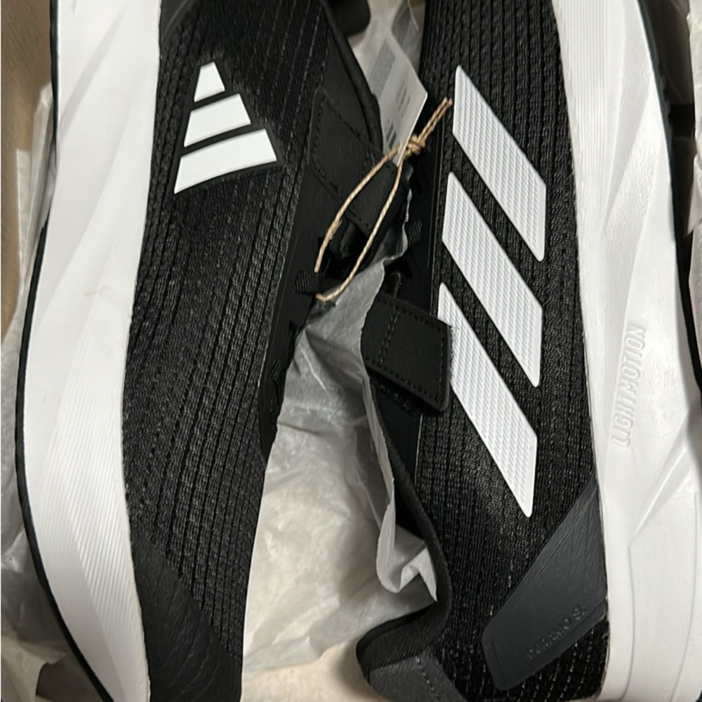 adidas Kids Black Sneakers with White Stripes